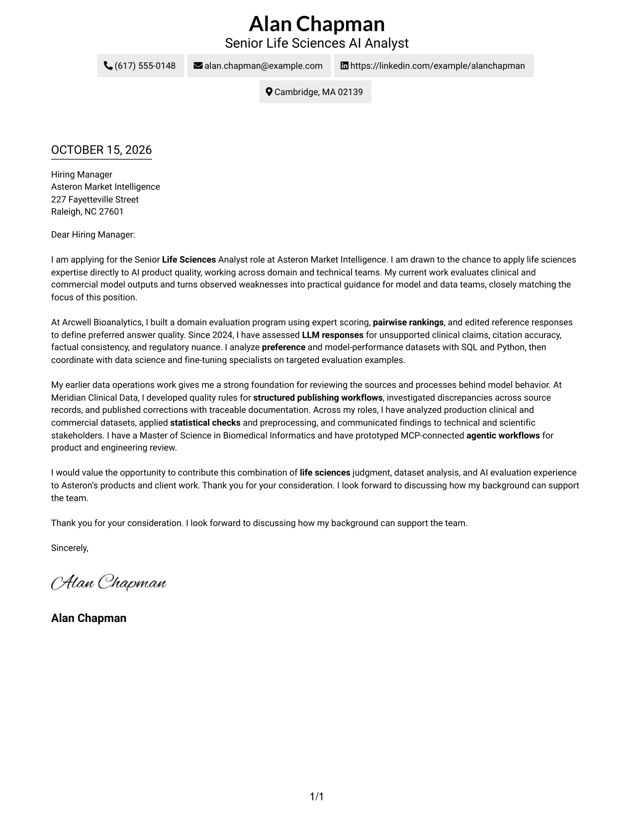 Cover letter example — page 1