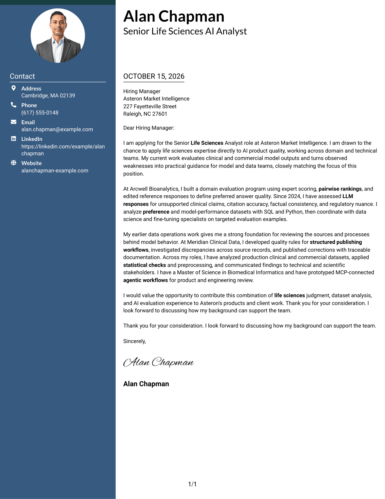 Cover letter example — page 1