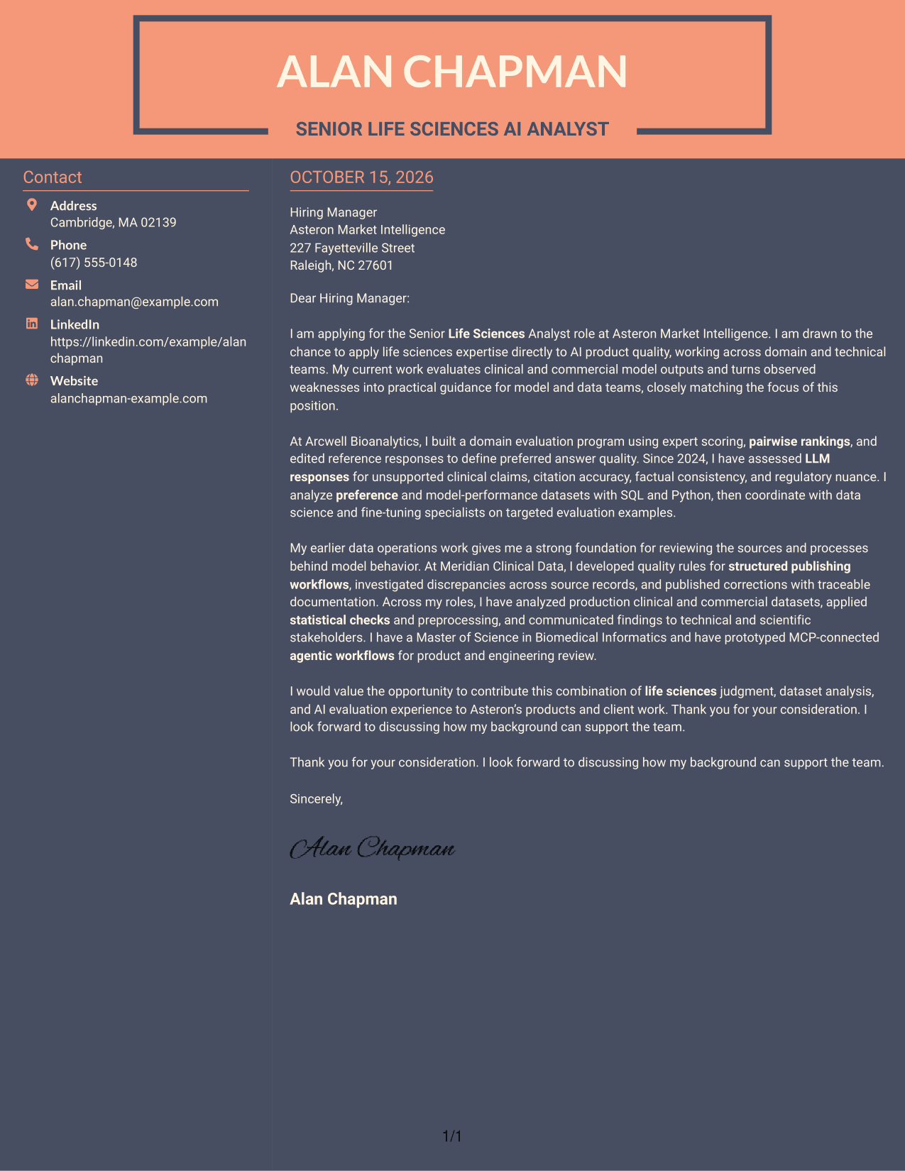 Cover letter example — page 1