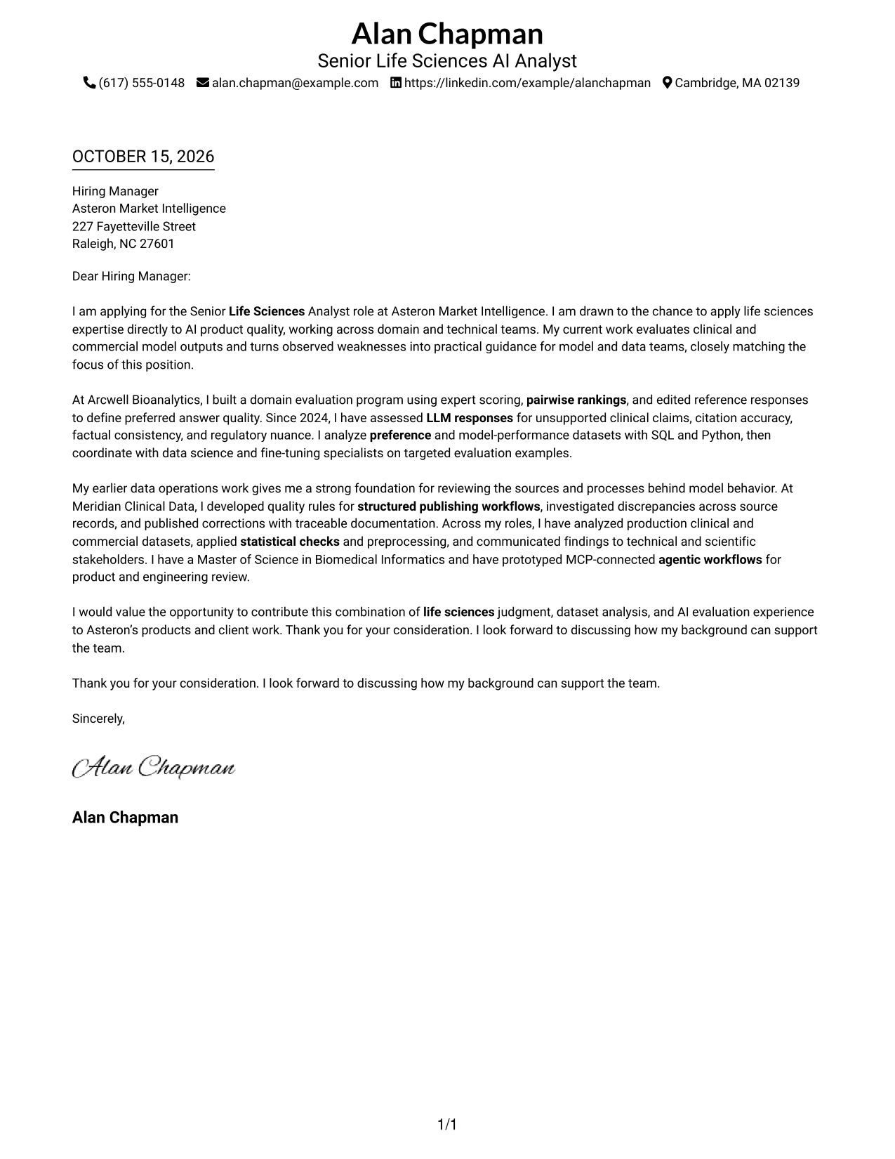 Cover letter example — page 1