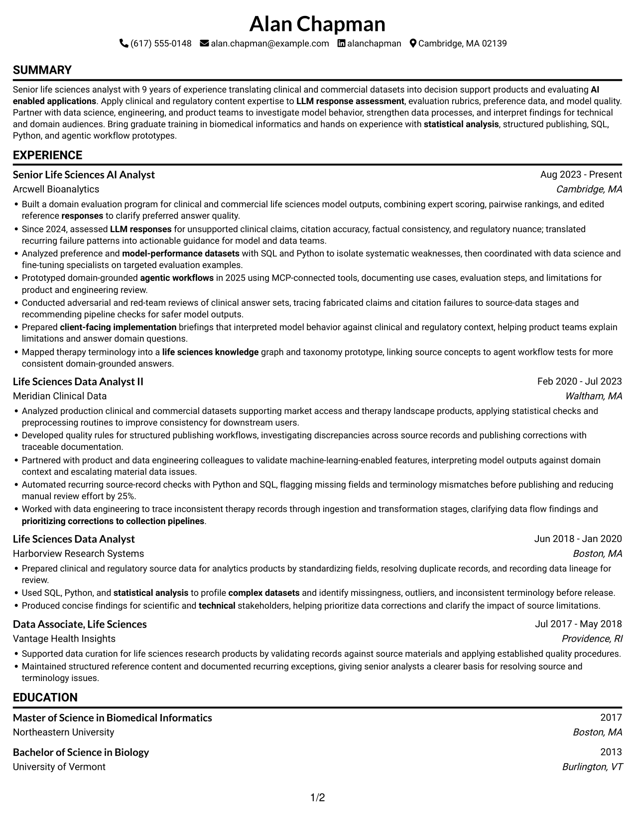 Resume example — page 1