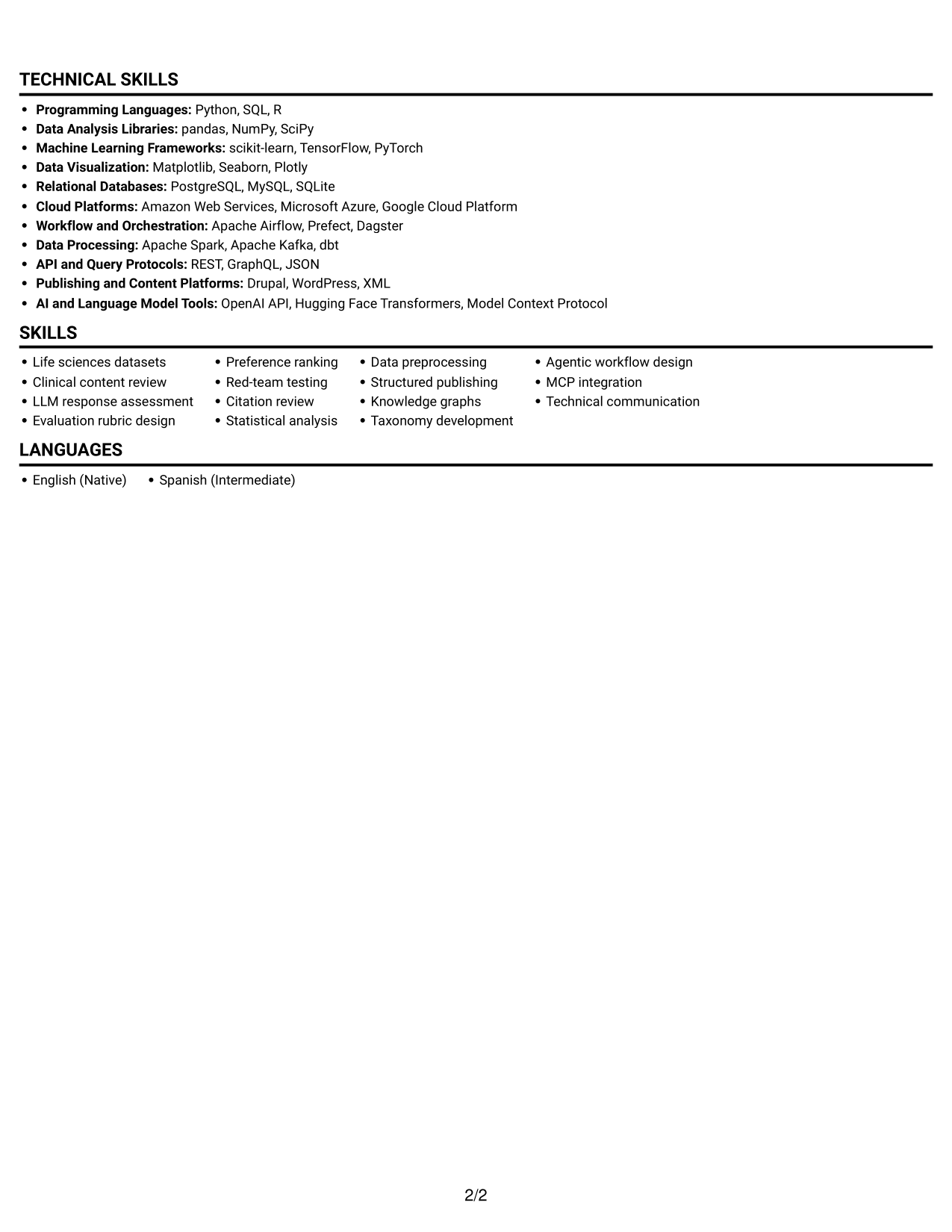 Resume example — page 2