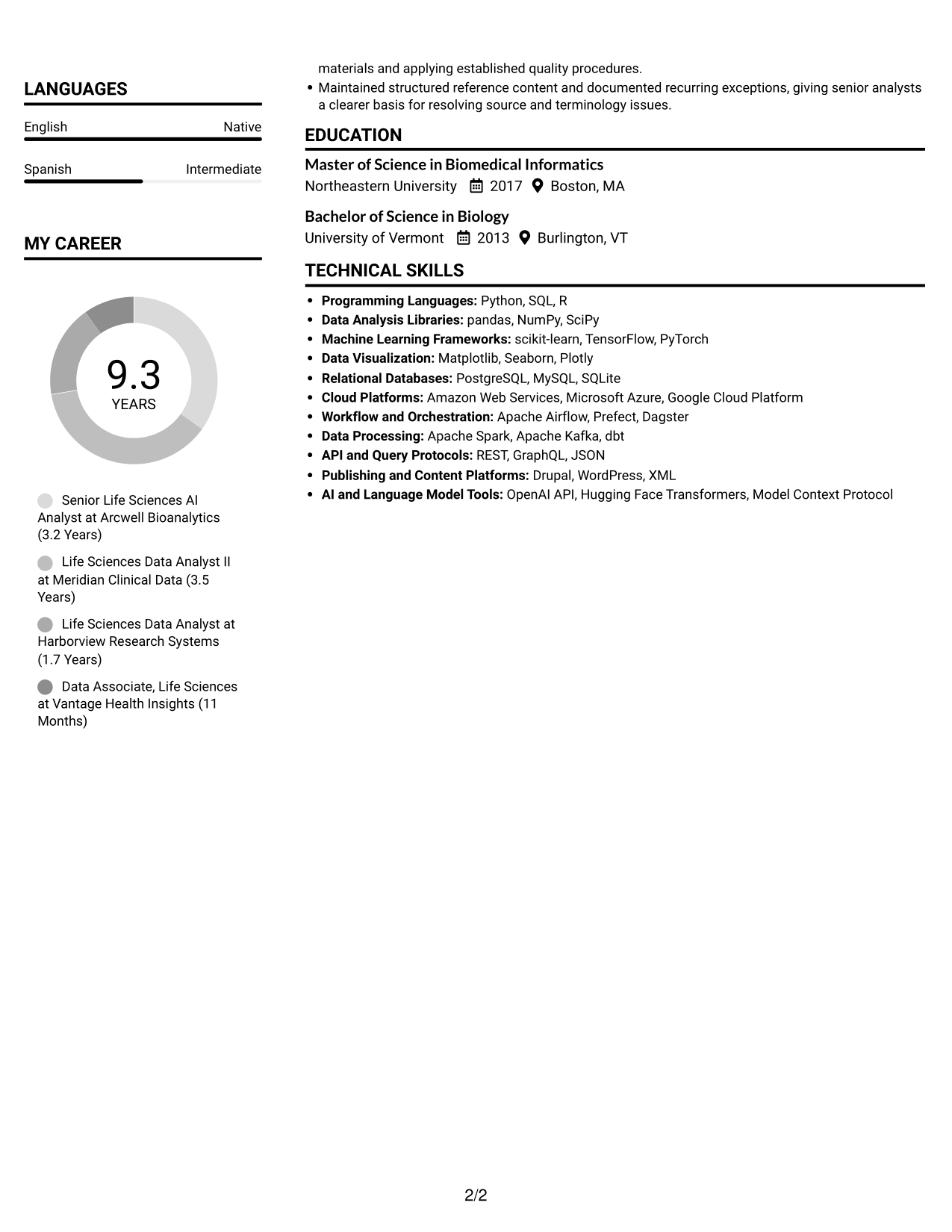 Resume example — page 2