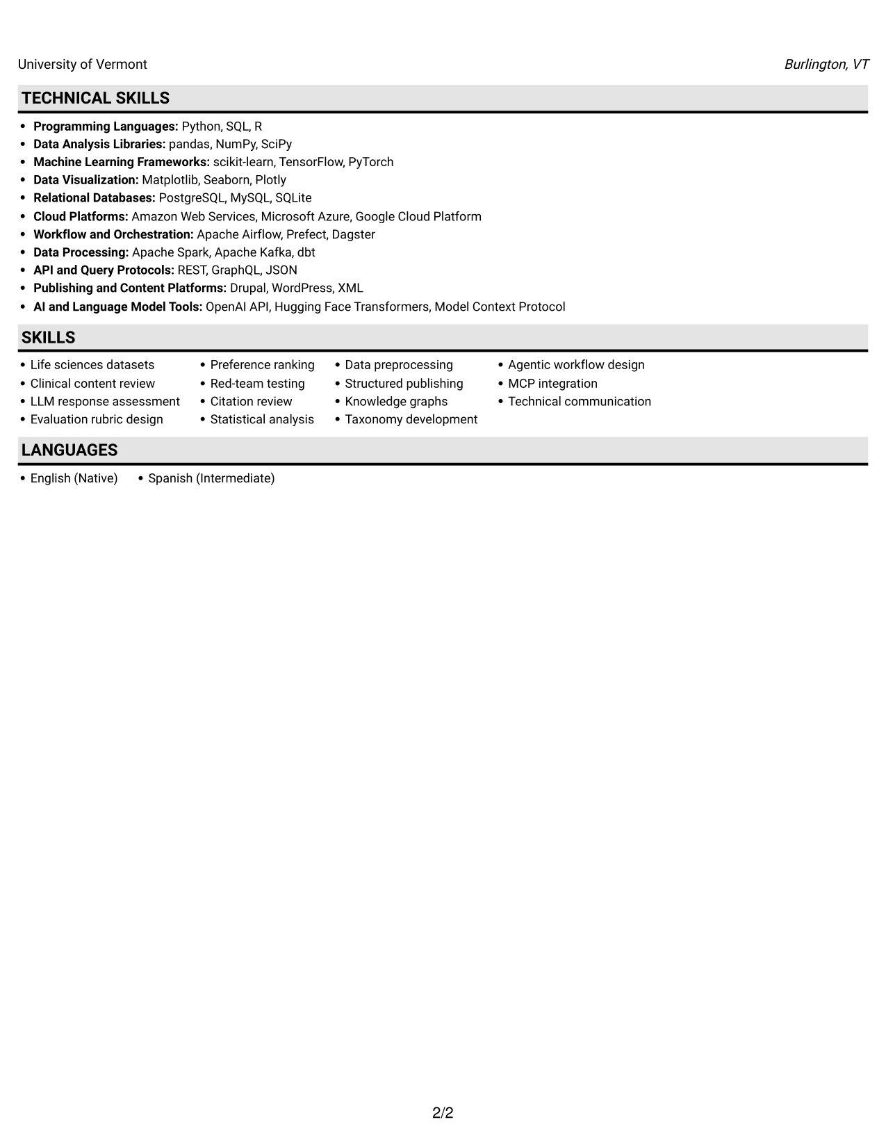 Resume example — page 2