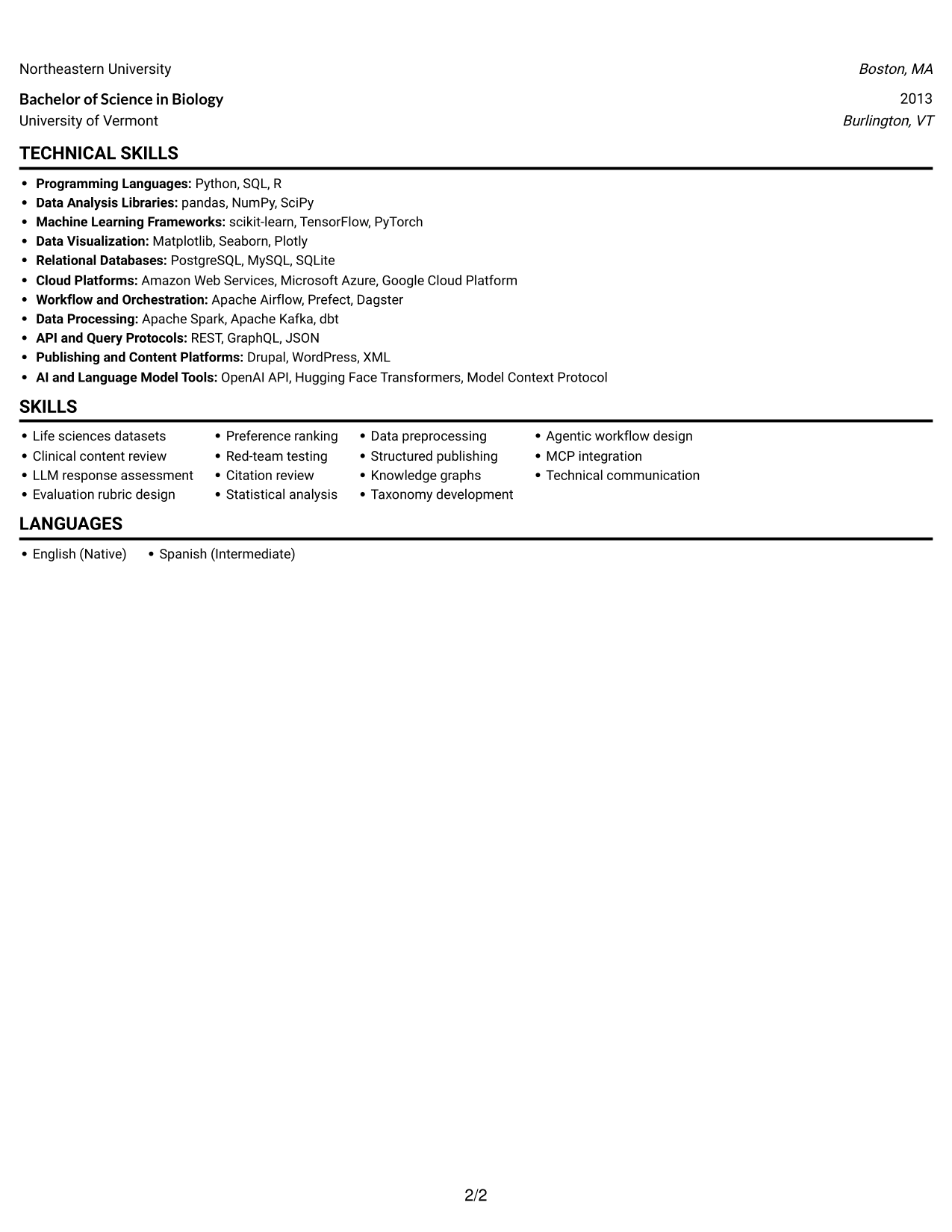 Resume example — page 2