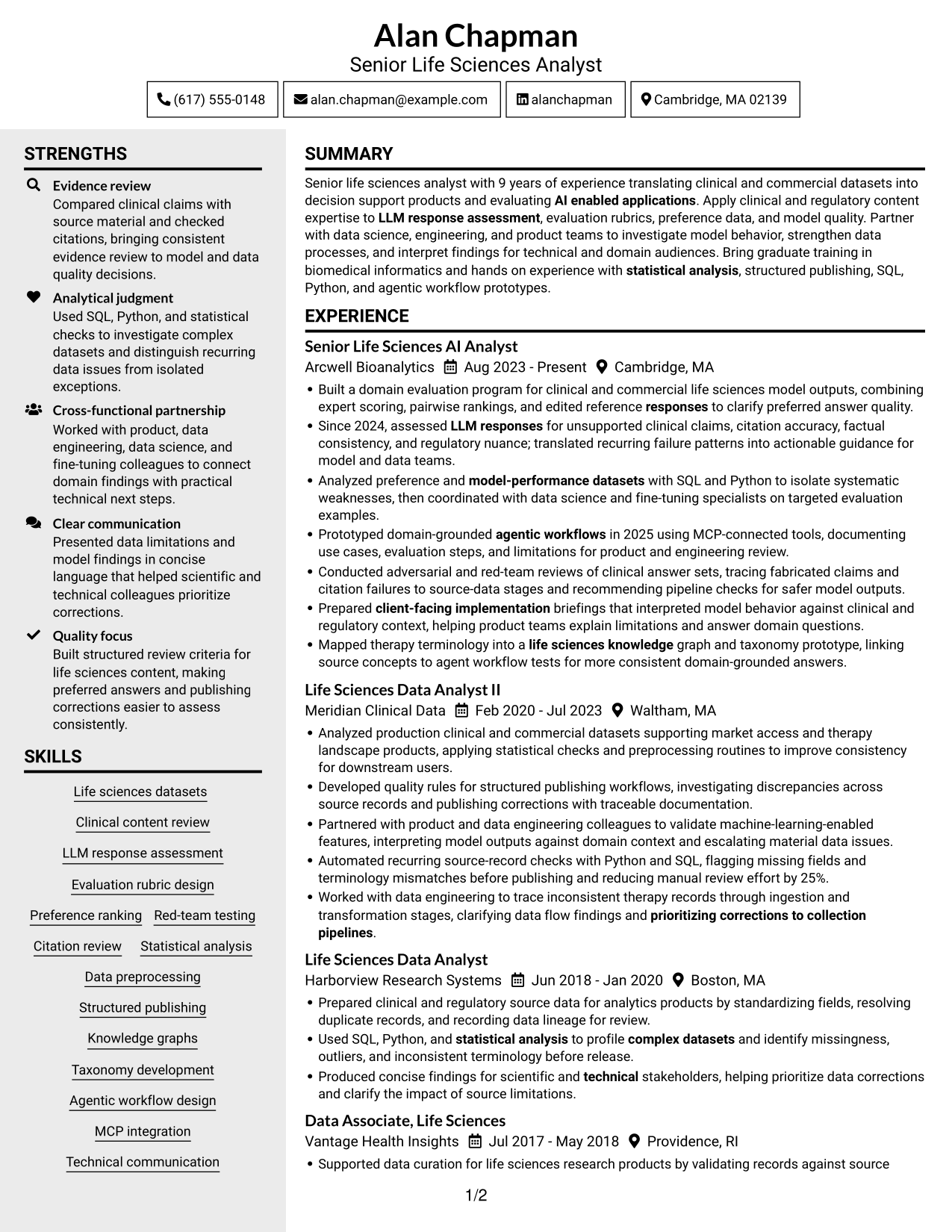 Resume example — page 1