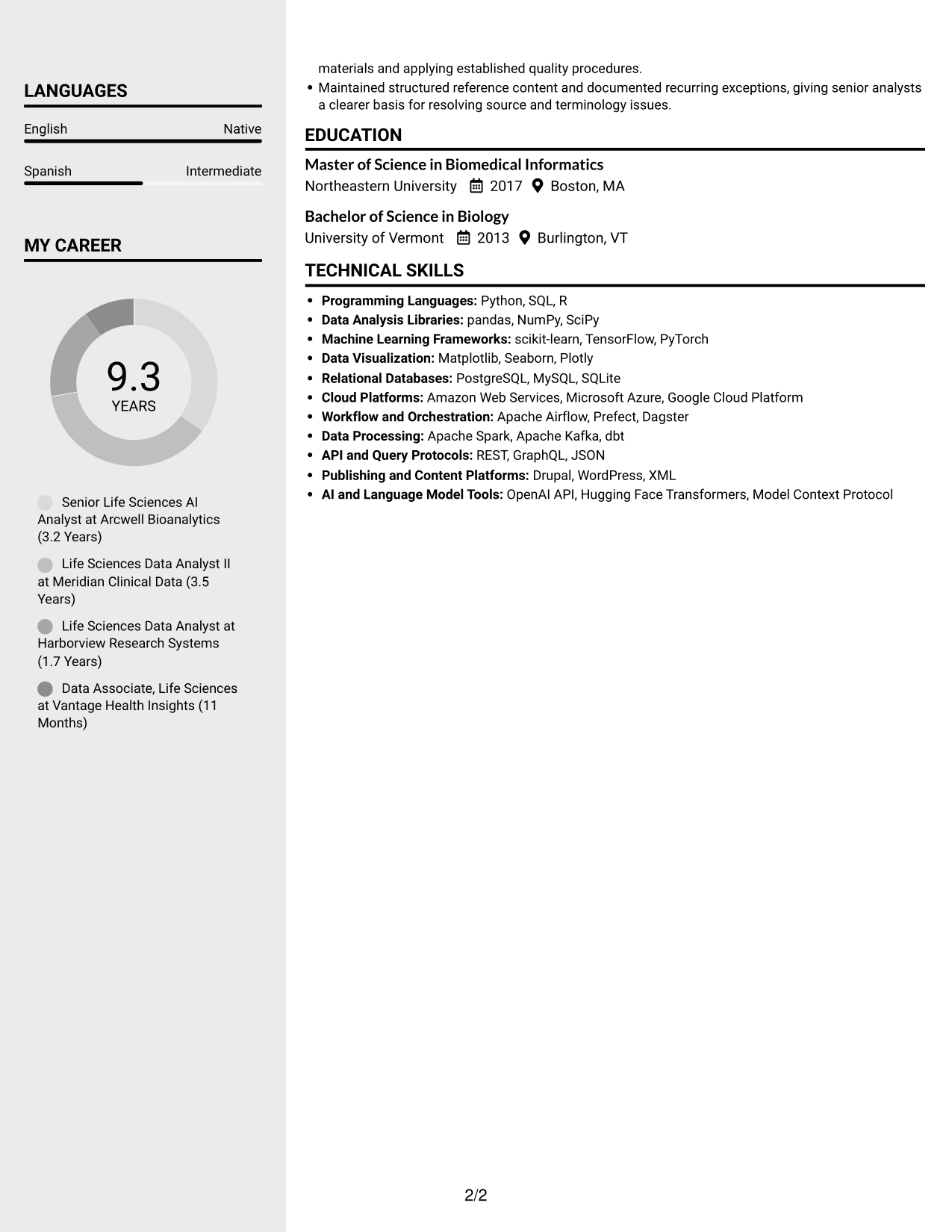 Resume example — page 2