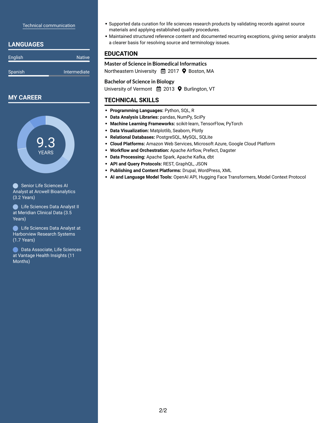 Resume example — page 2