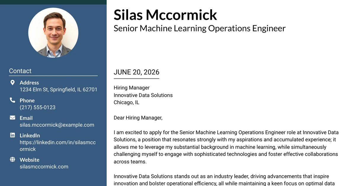 30+ Senior Machine Learning Operations Engineer Cover Letter Templates with Example 2026