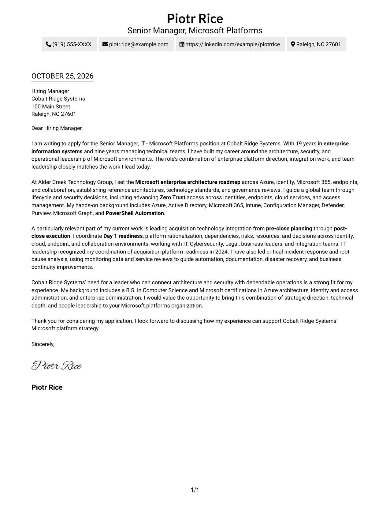 Cover letter example — page 1