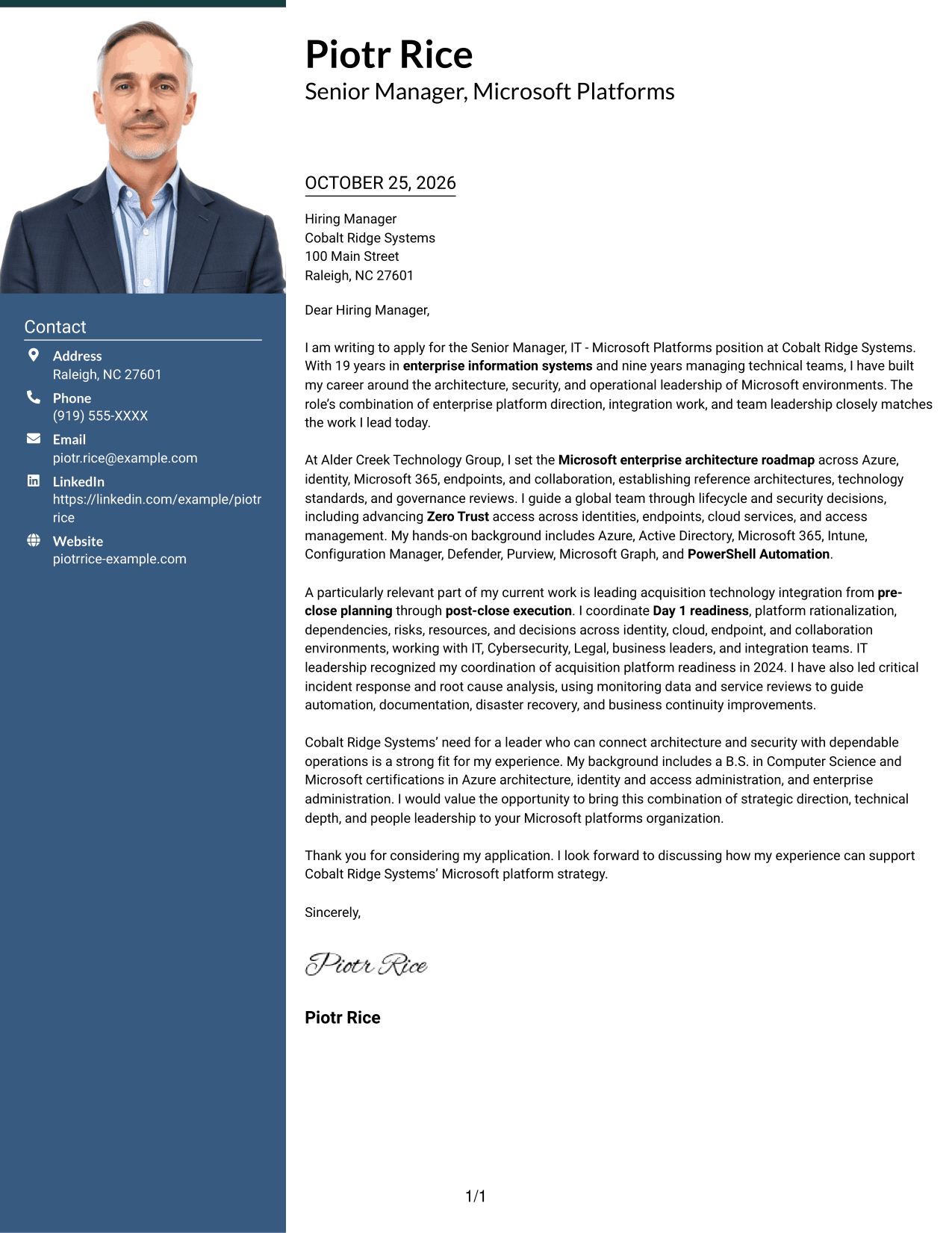 Cover letter example — page 1