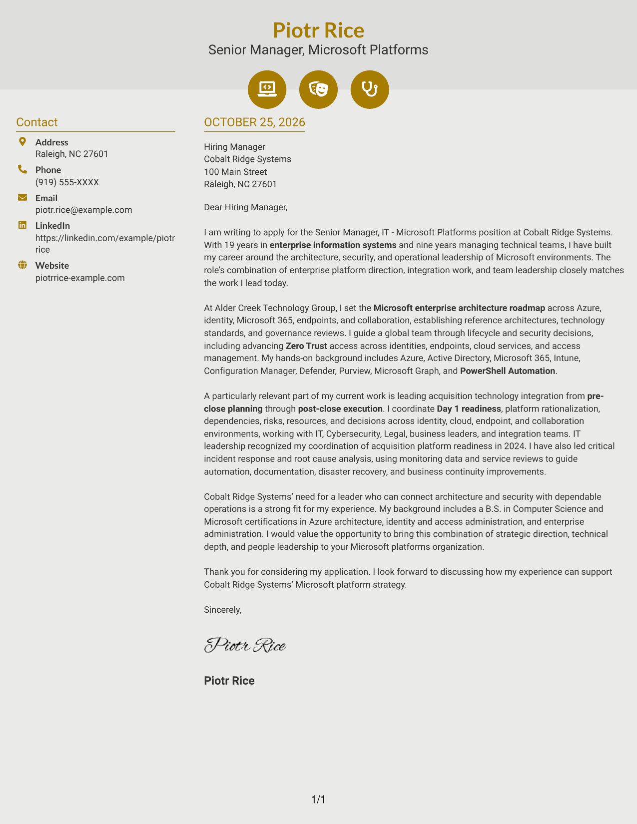 Cover letter example — page 1