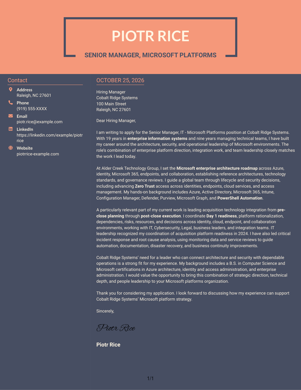 Cover letter example — page 1