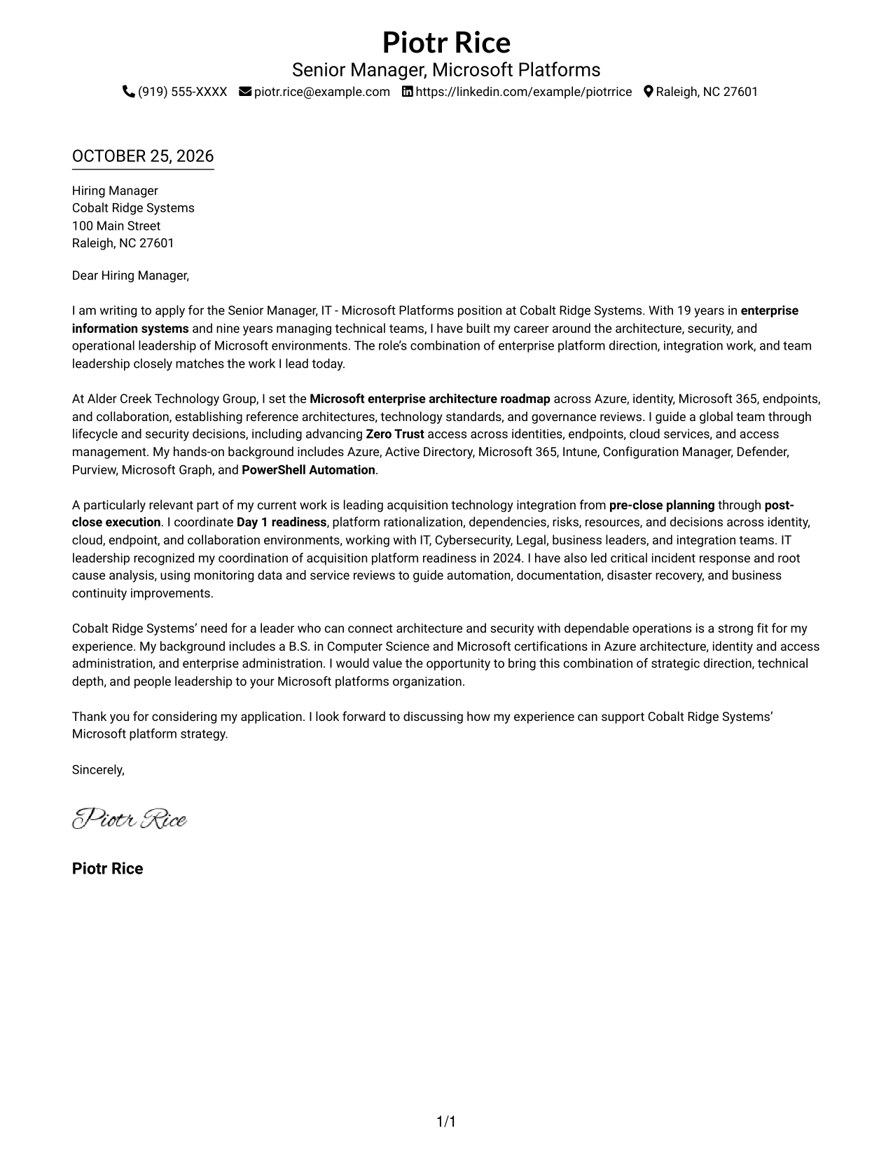 Cover letter example — page 1