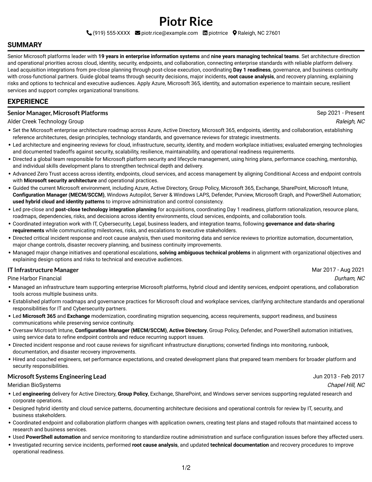 Resume example — page 1