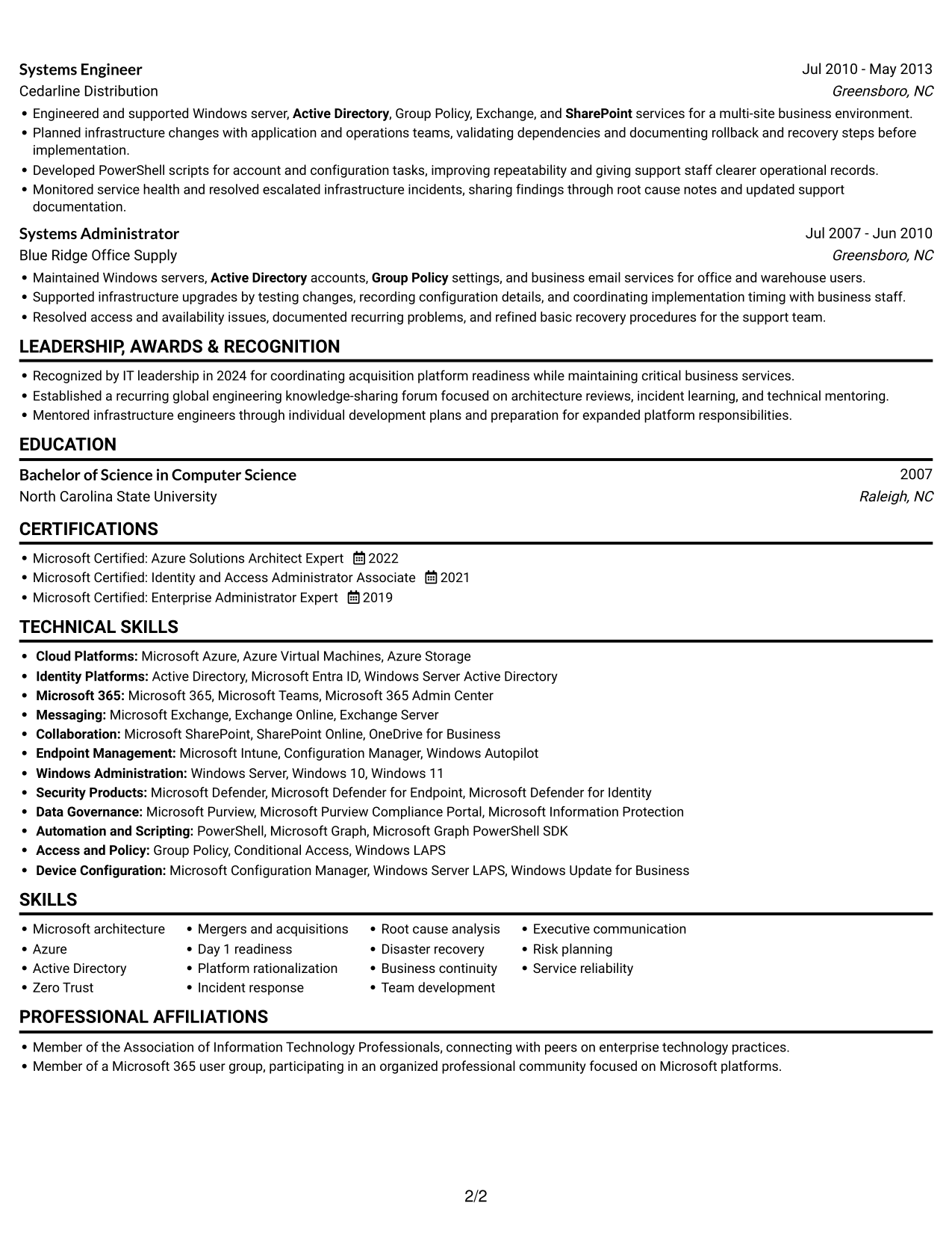 Resume example — page 2