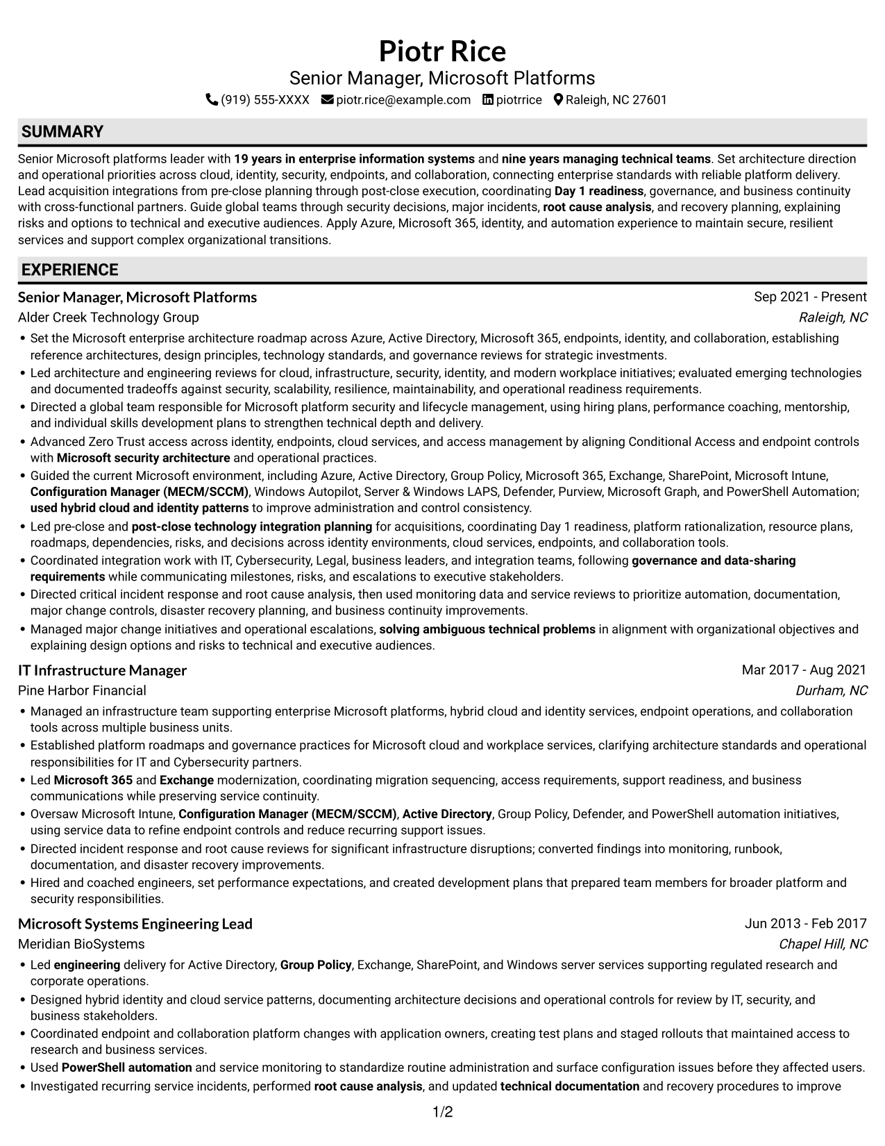 Resume example — page 1