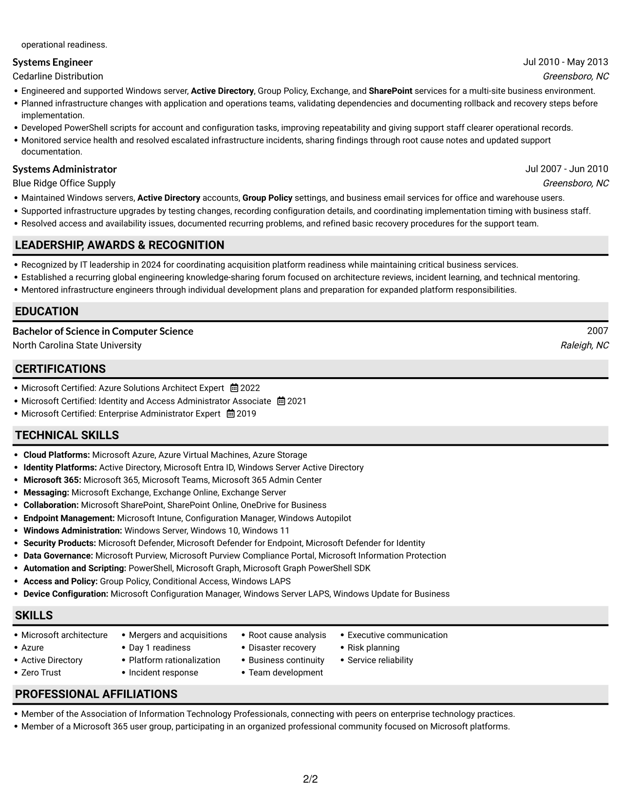 Resume example — page 2