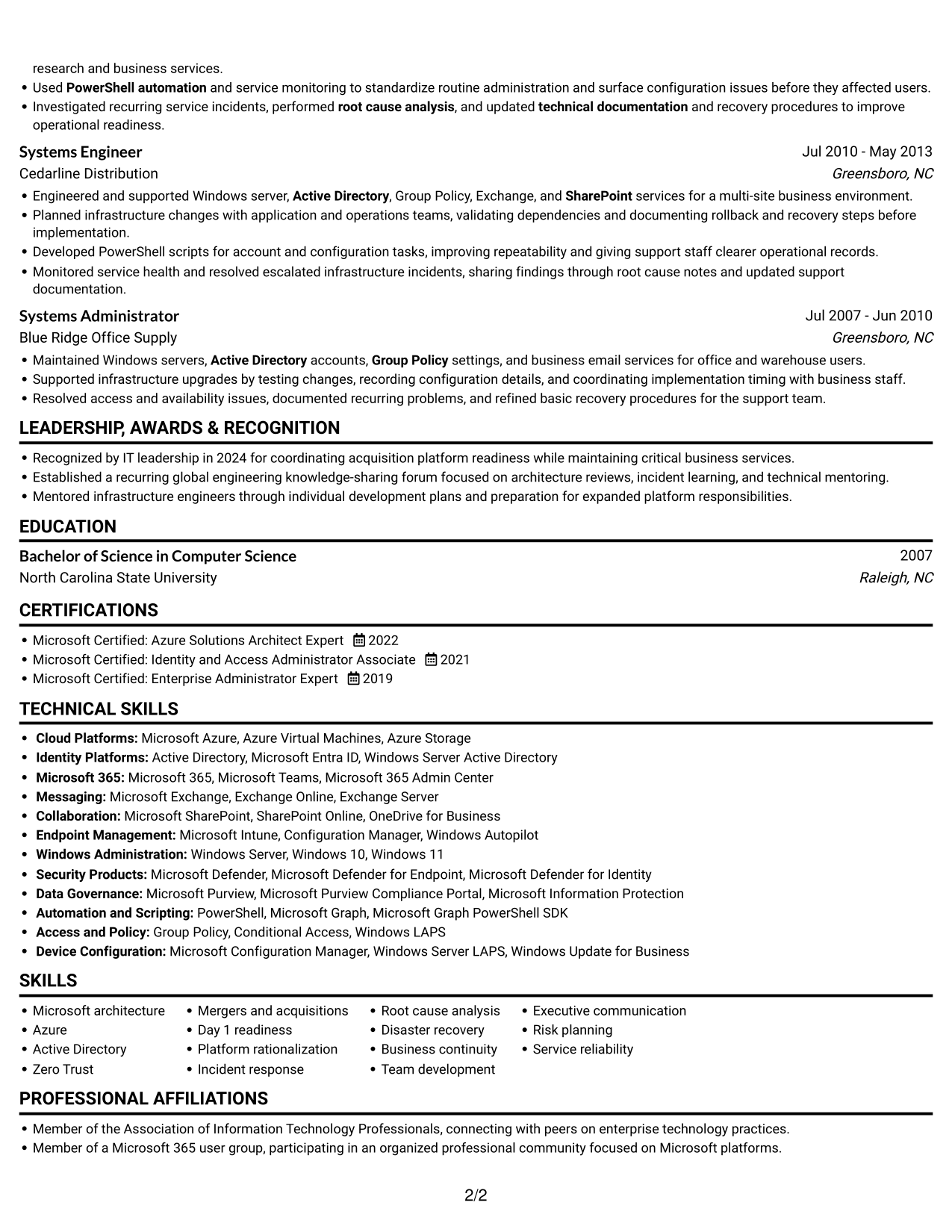 Resume example — page 2