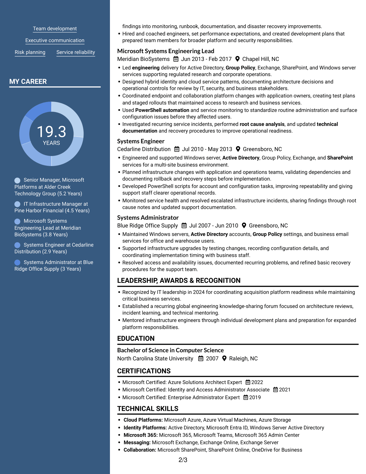 Resume example — page 2