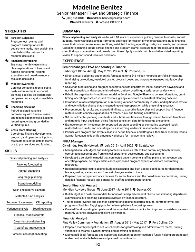 7 Senior Manager of Financial Planning & Analysis - Revenue Forecasting ...