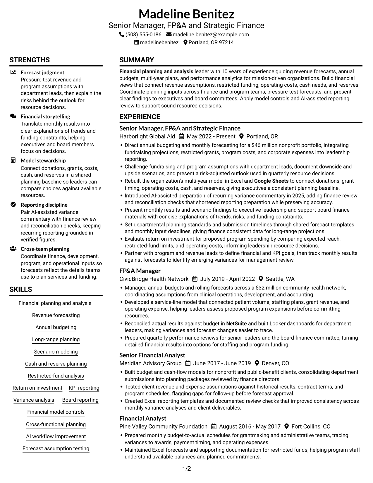 Resume example — page 1