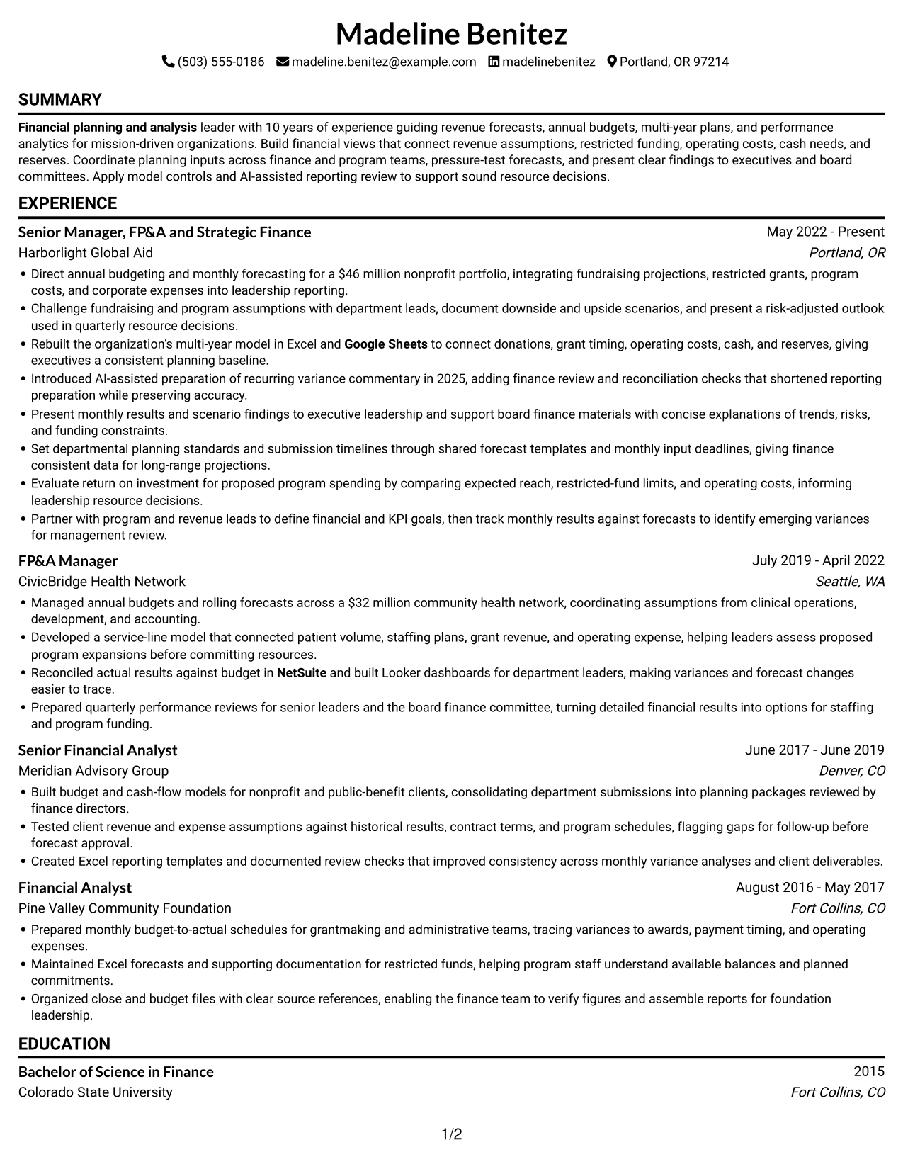 Resume example — page 1