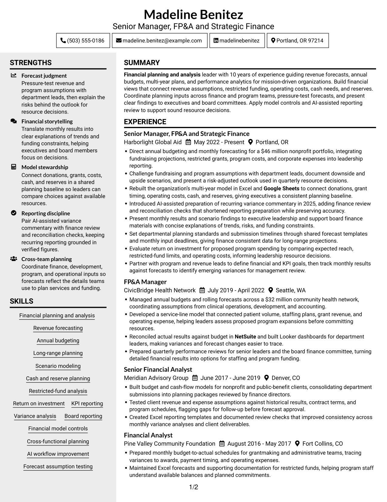 Resume example — page 1