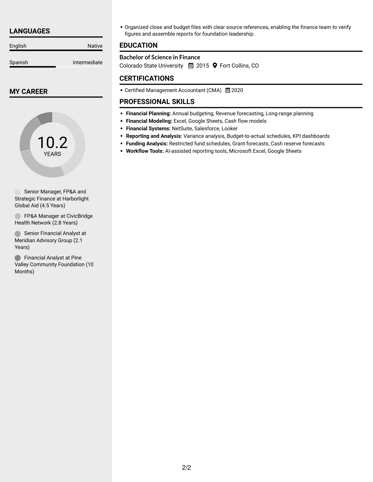 Resume example — page 2