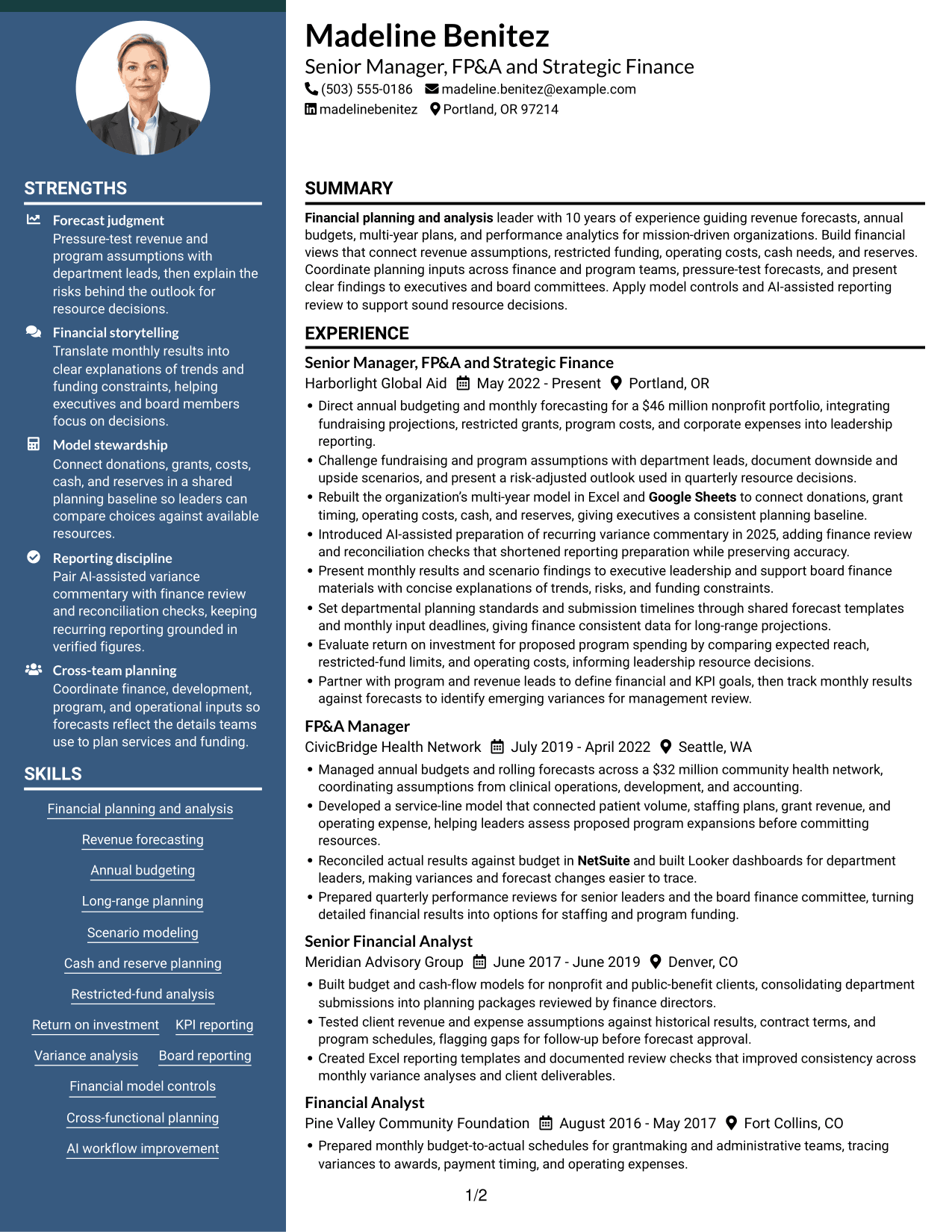 Resume example — page 1