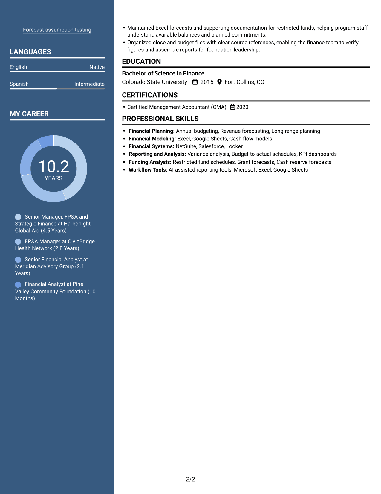 Resume example — page 2