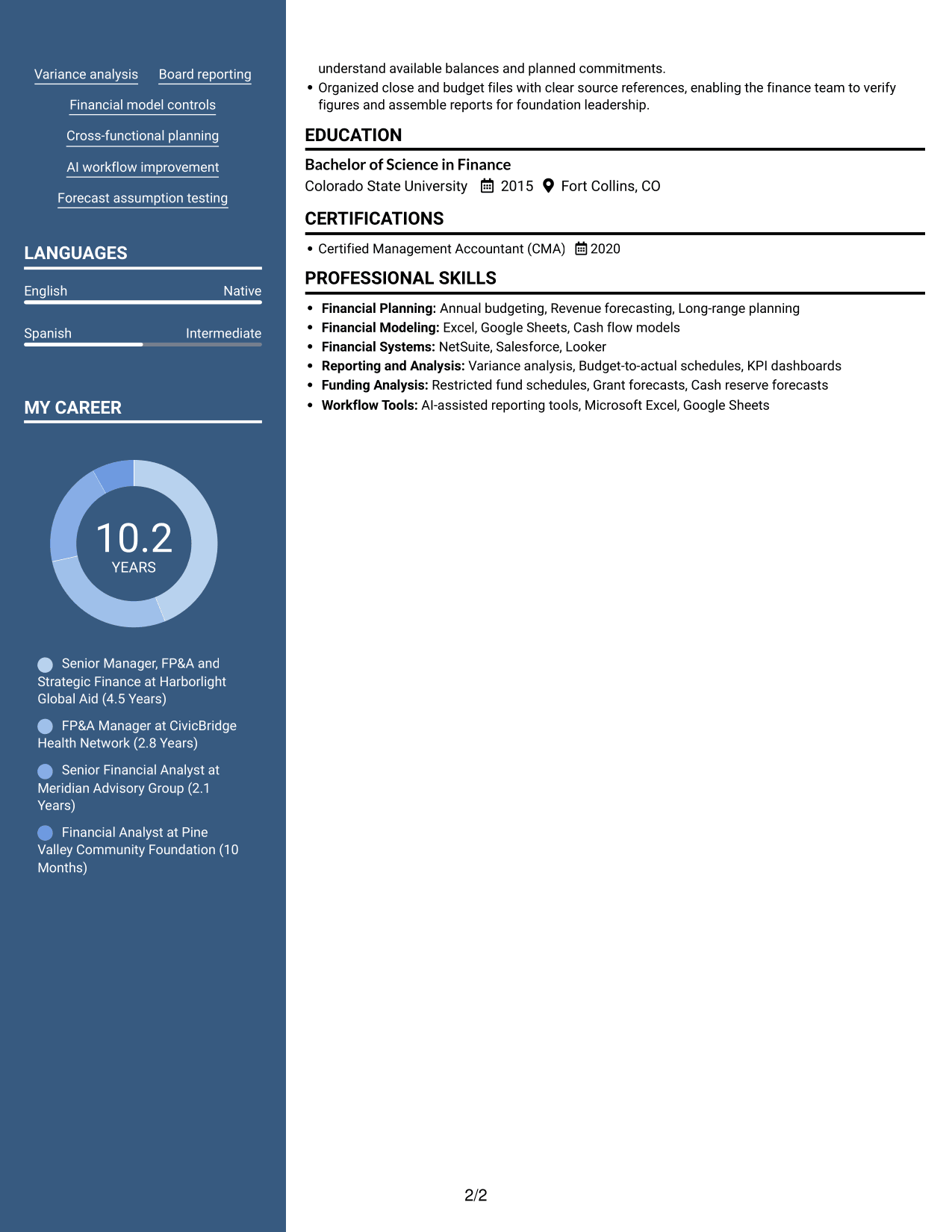 Resume example — page 2