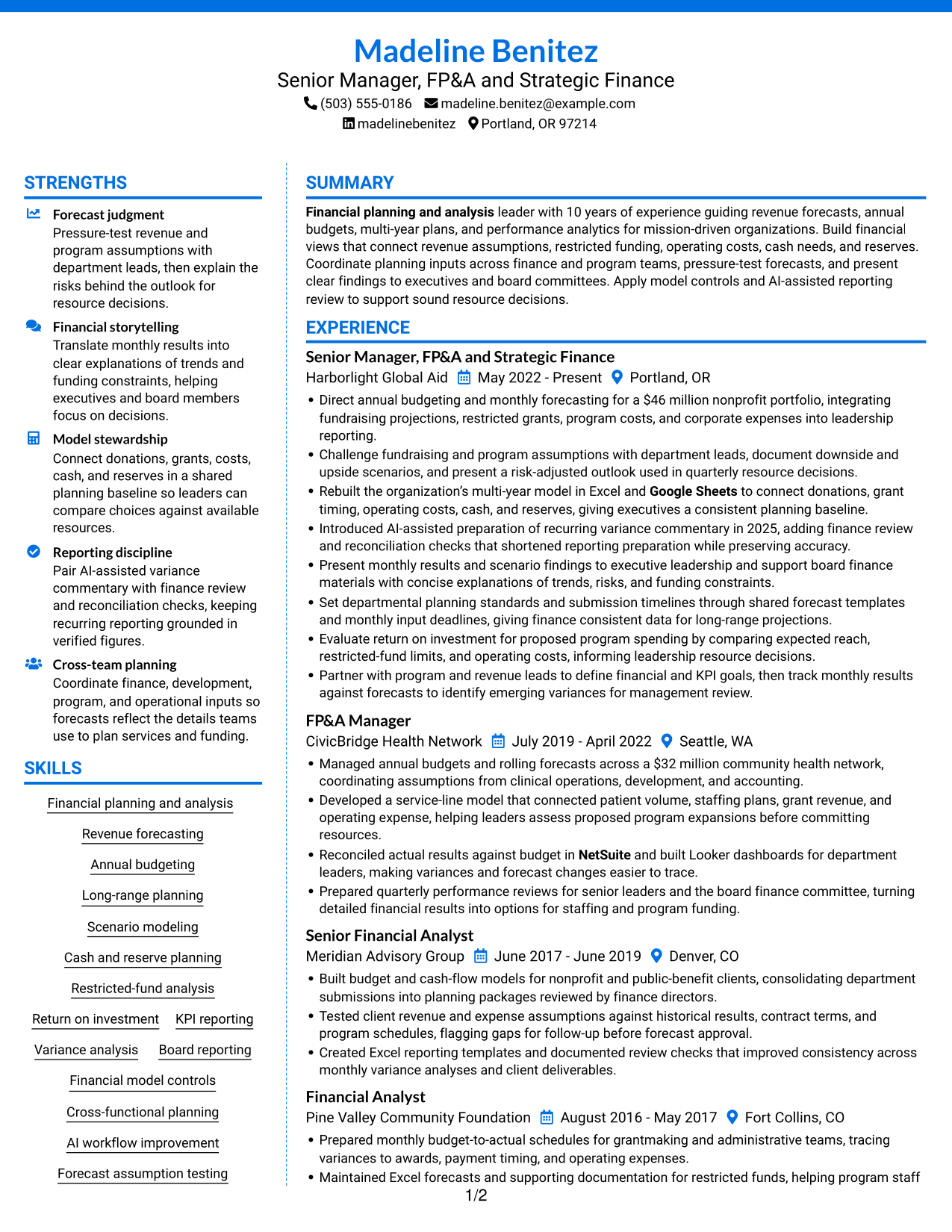 Resume example — page 1