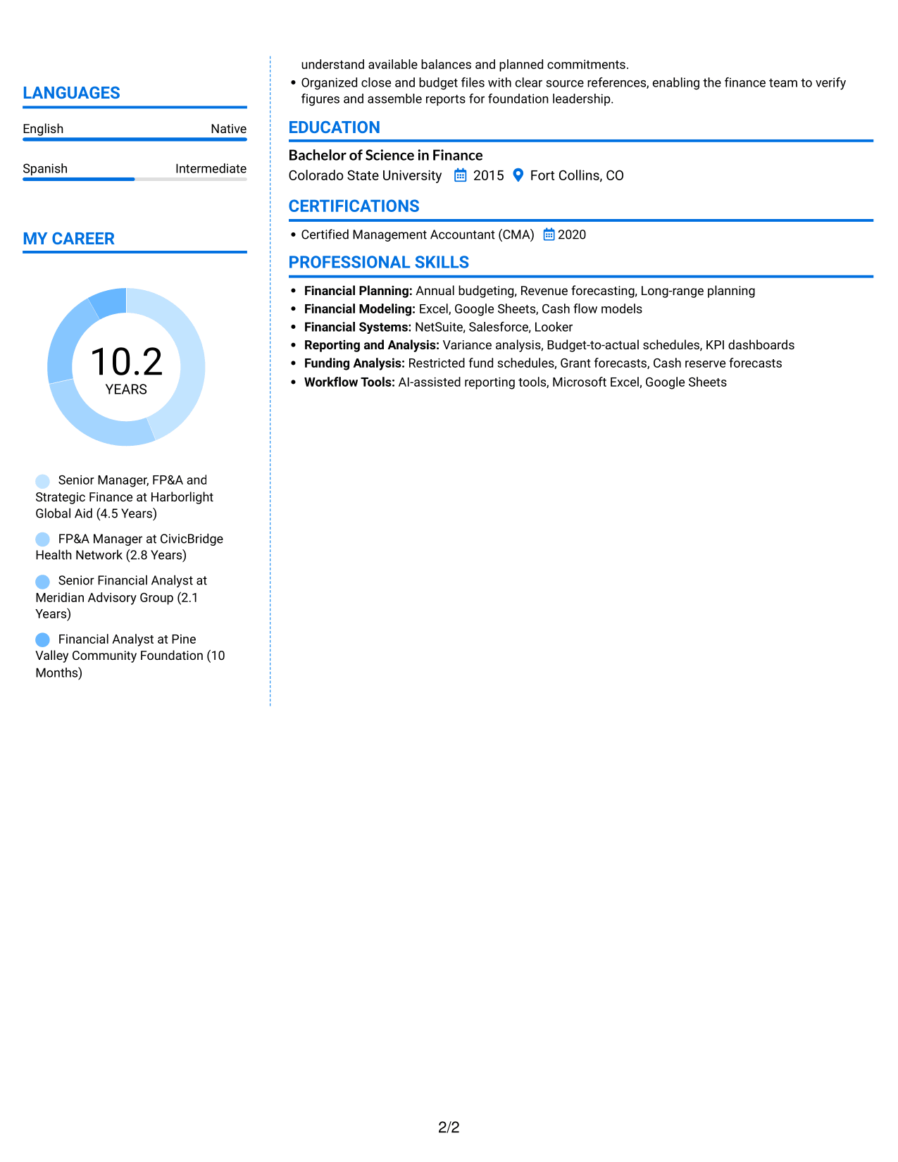 Resume example — page 2