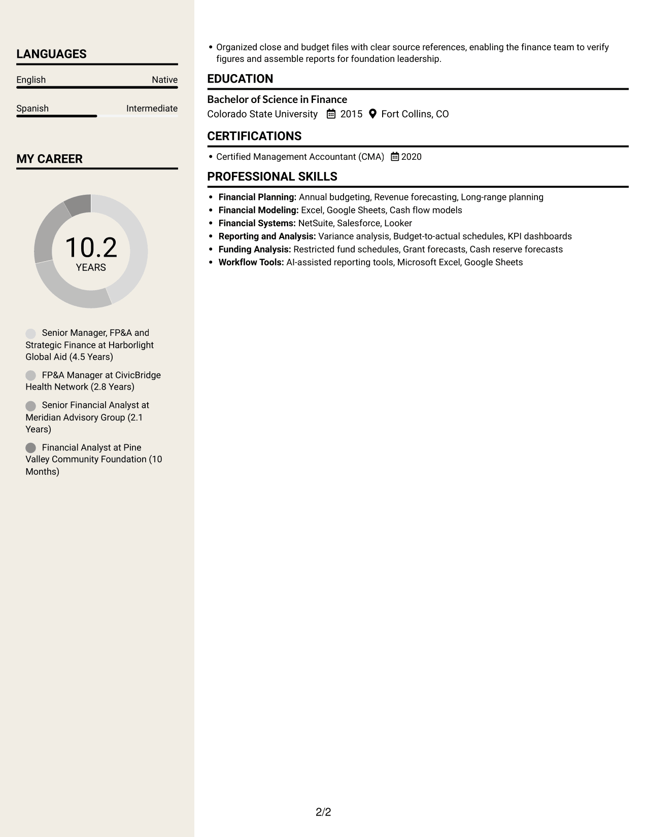 Resume example — page 2