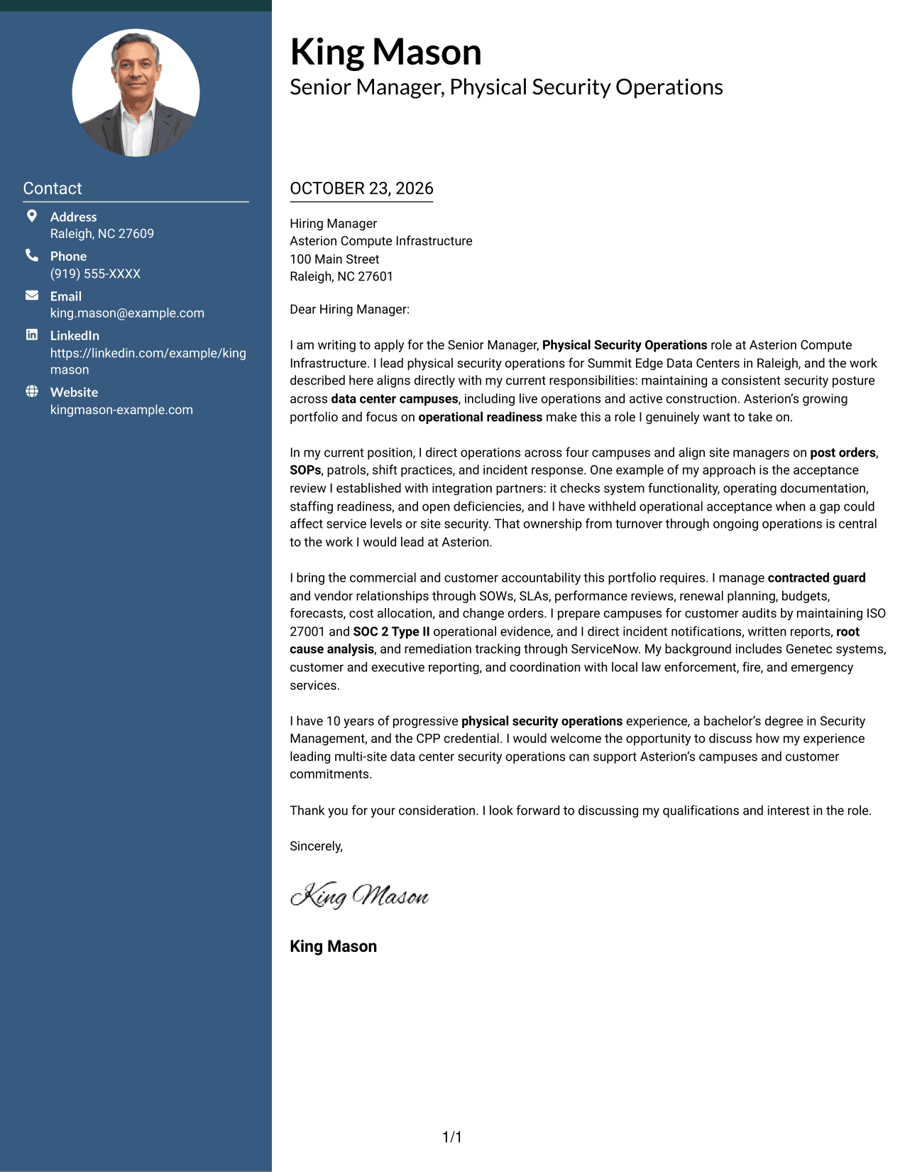 Cover letter example — page 1