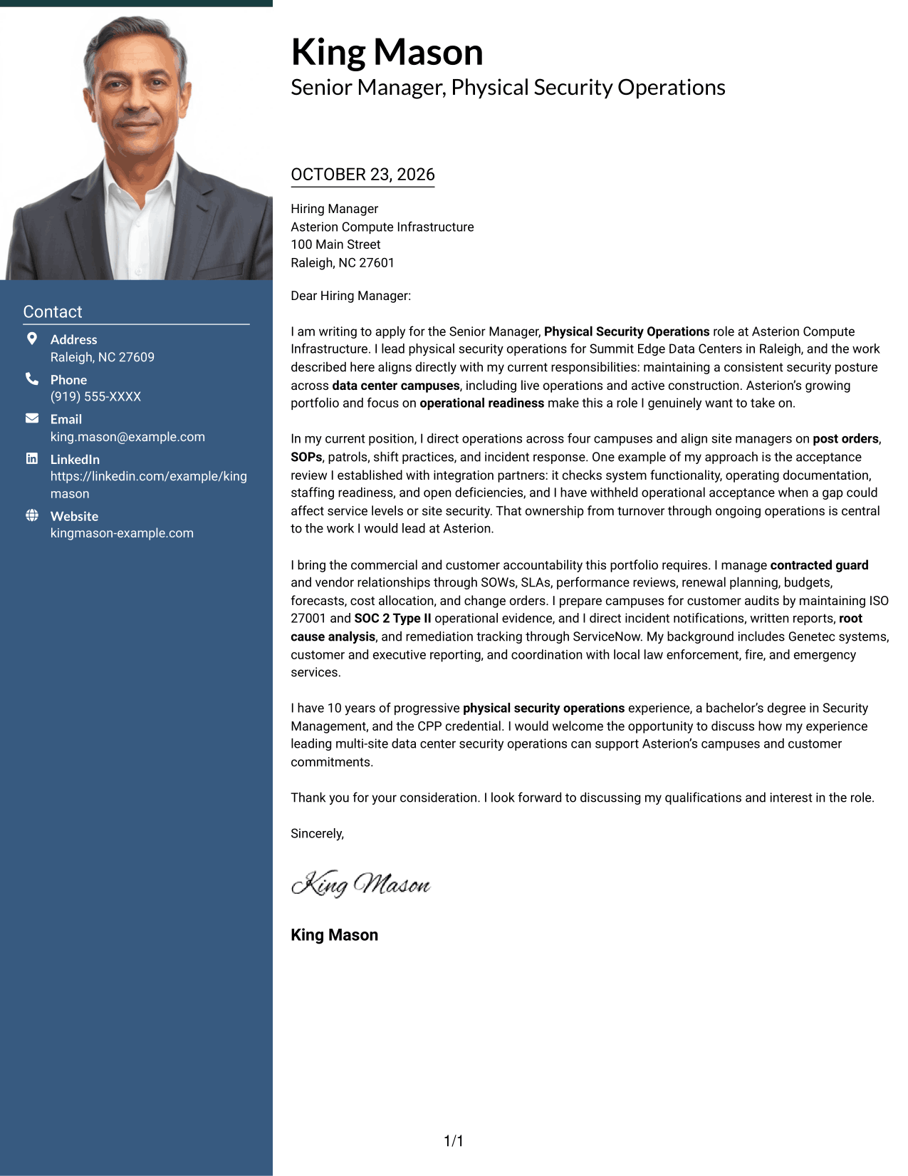 Cover letter example — page 1