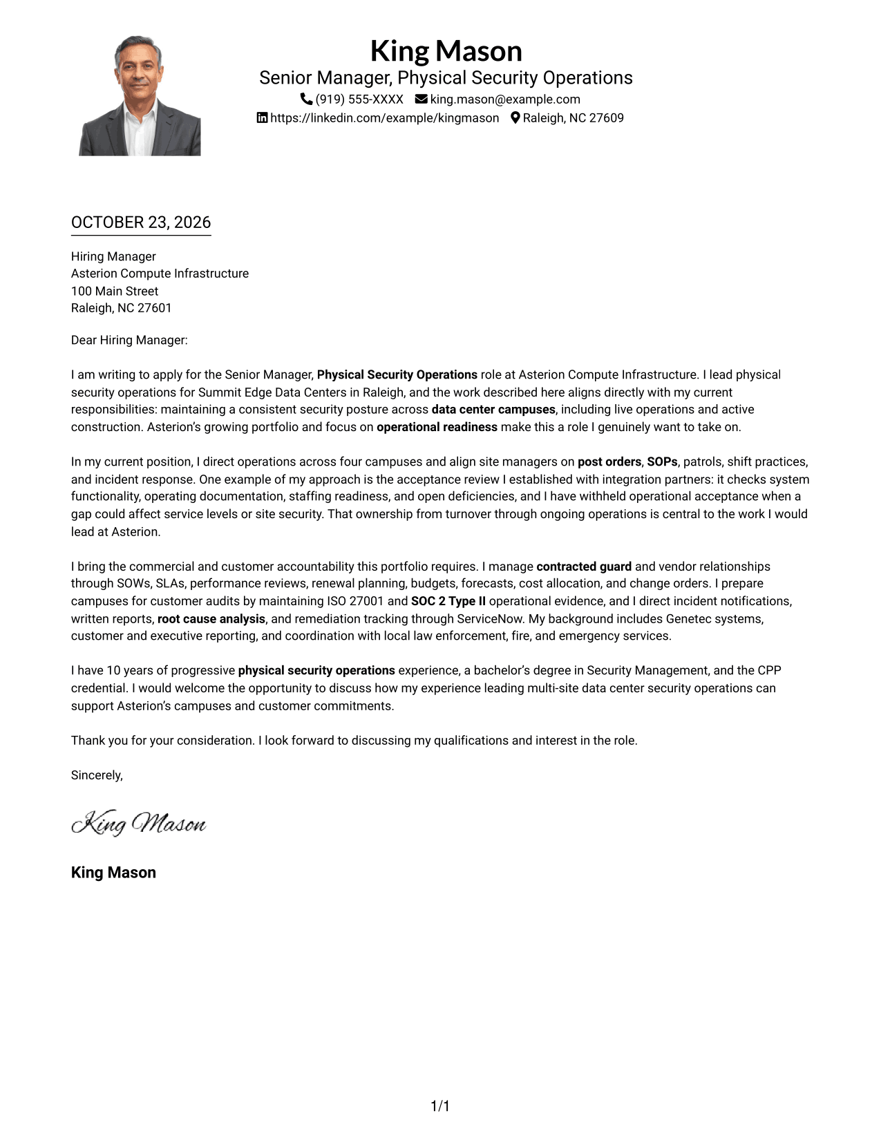 Cover letter example — page 1