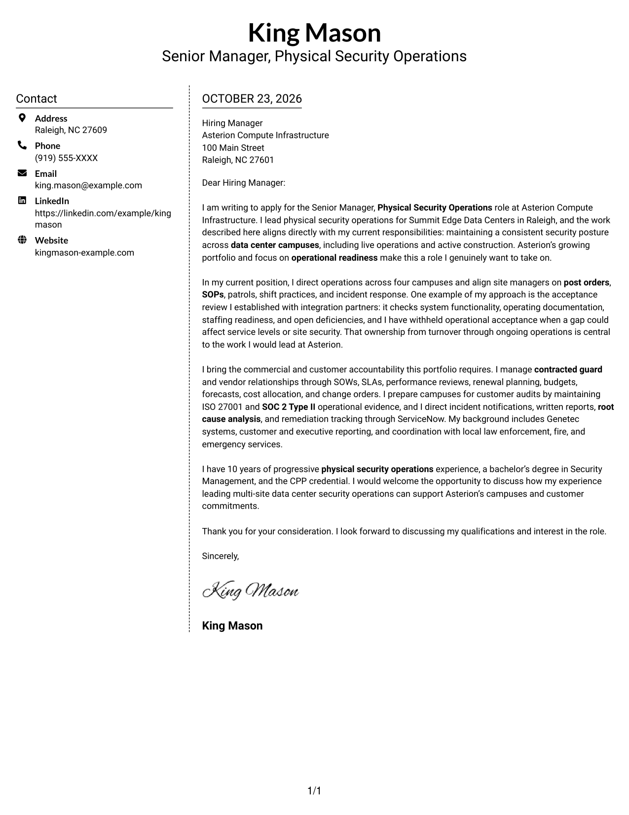 Cover letter example — page 1