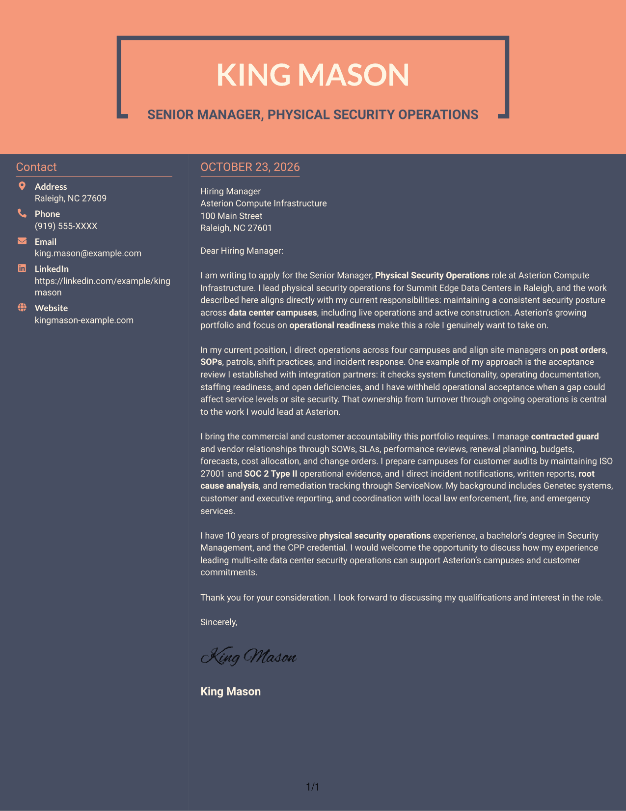 Cover letter example — page 1