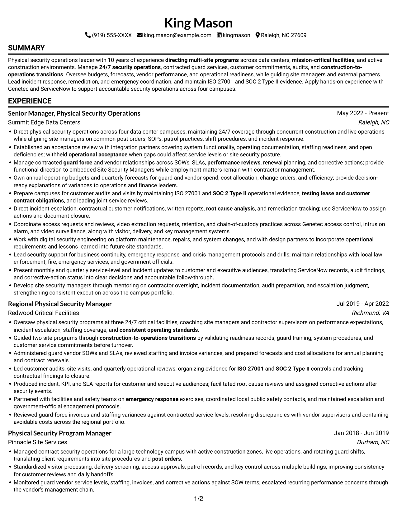 Resume example — page 1