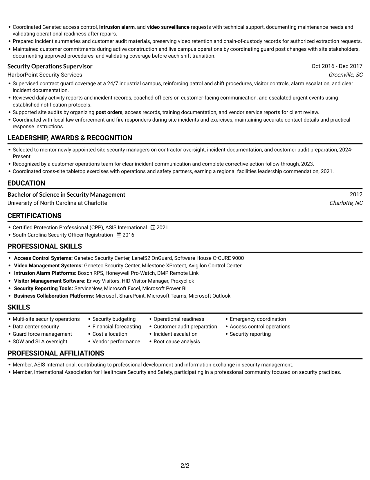 Resume example — page 2