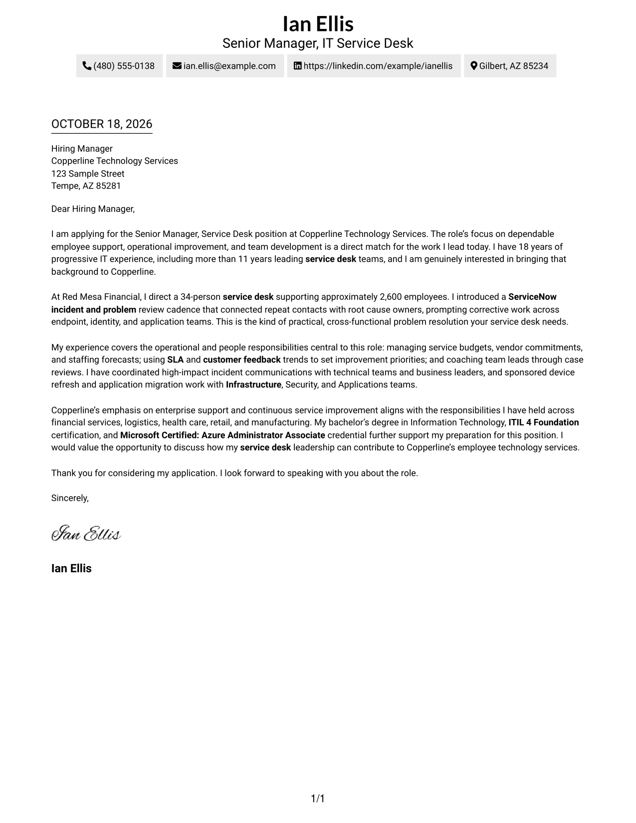 Cover letter example — page 1