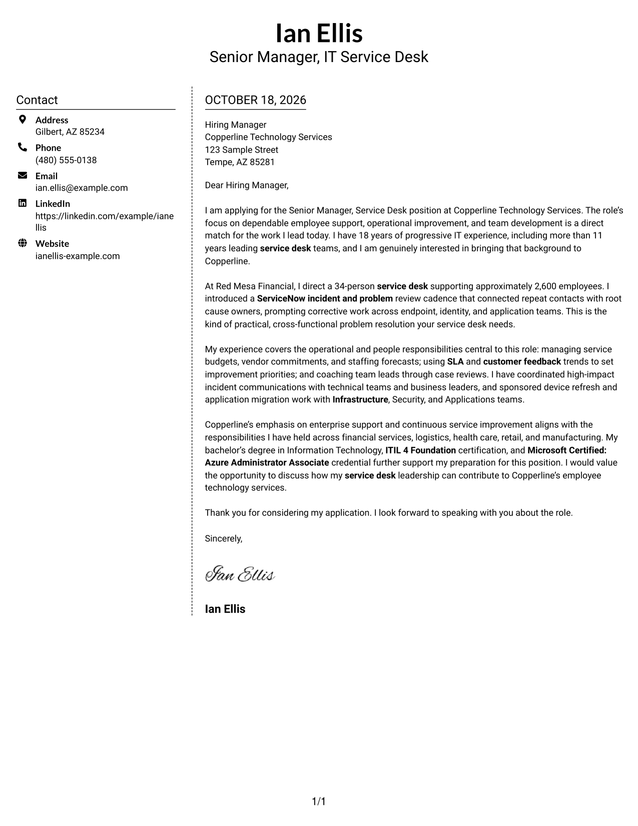 Cover letter example — page 1