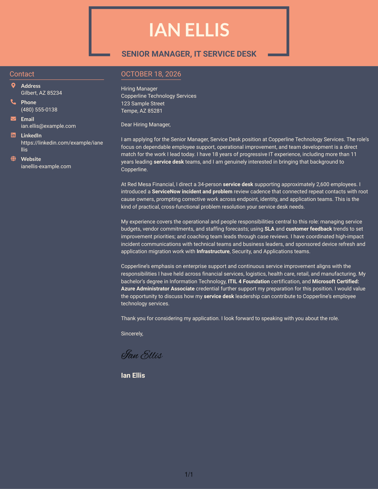 Cover letter example — page 1