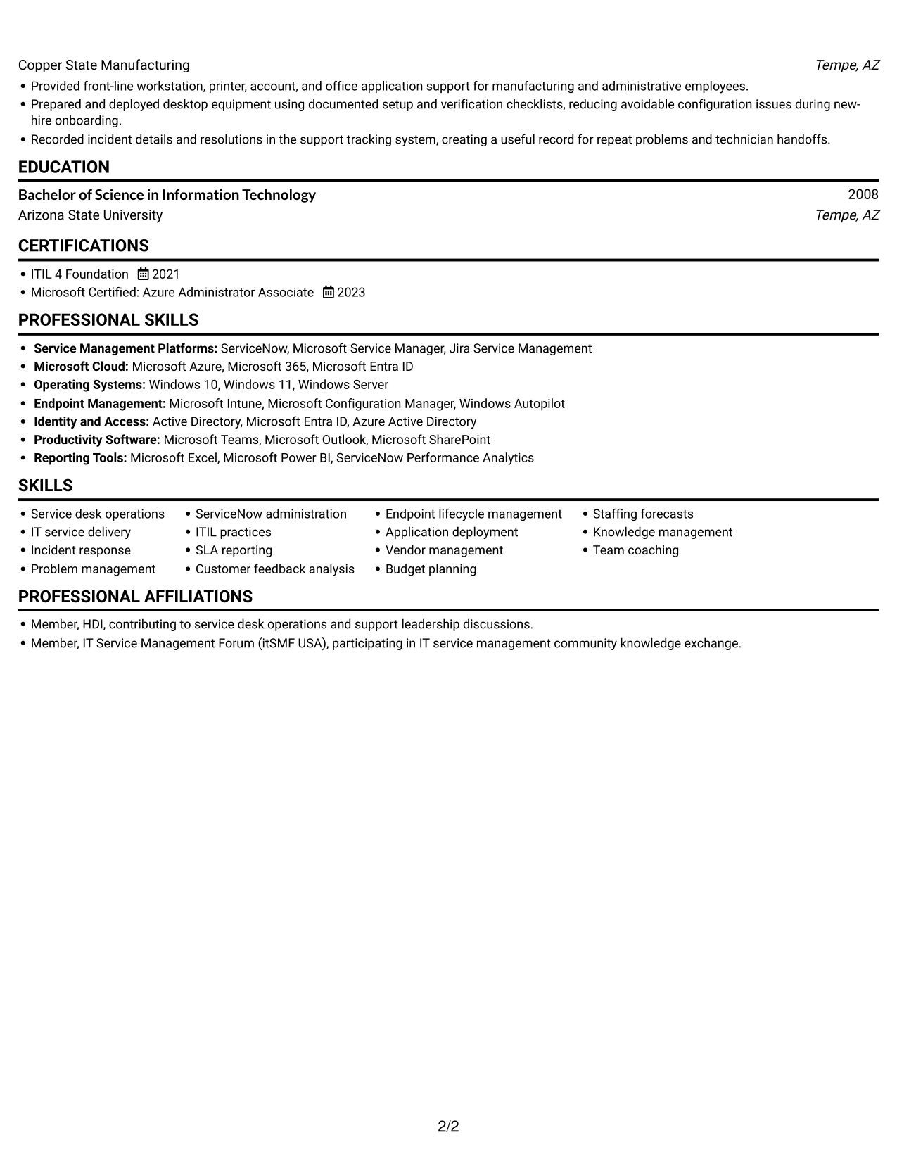 Resume example — page 2
