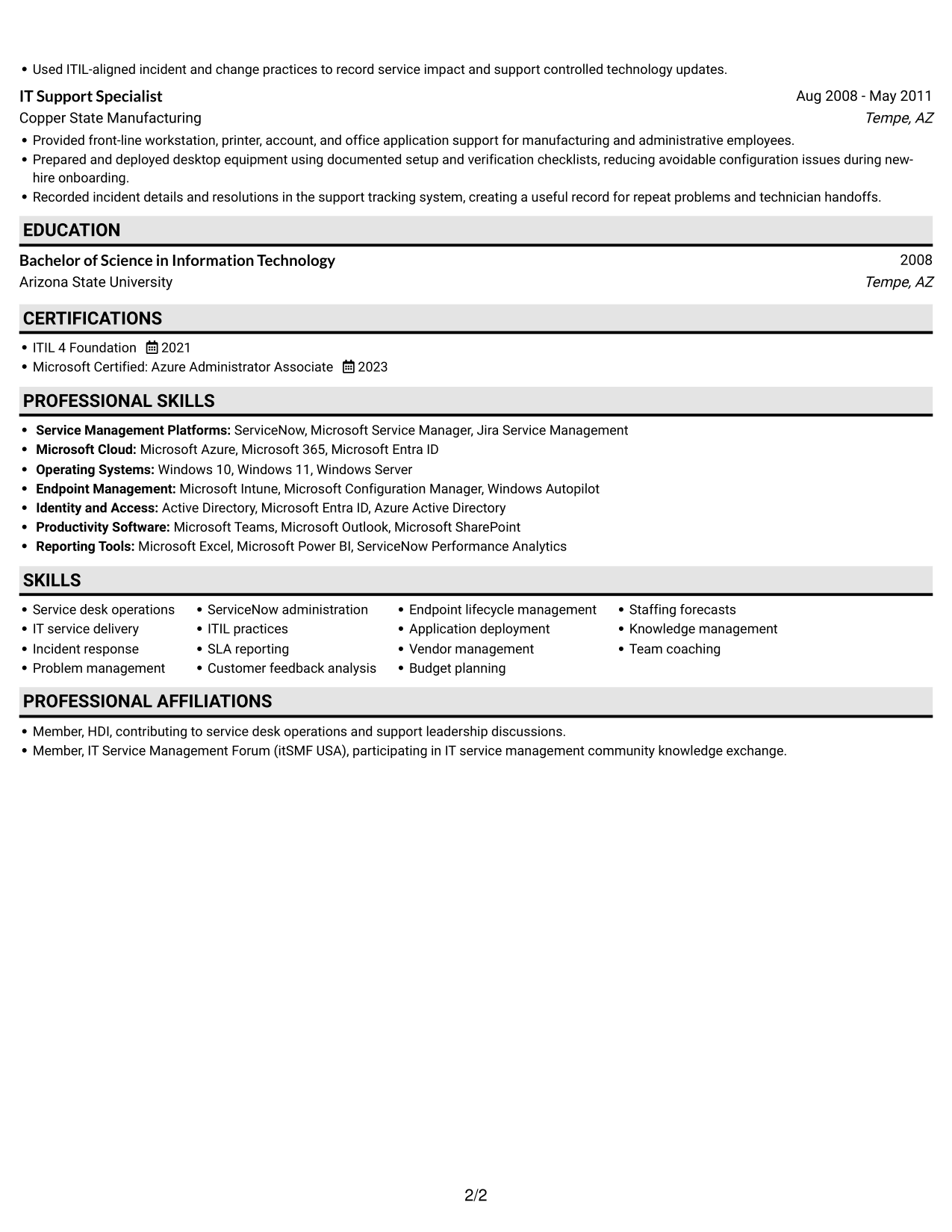 Resume example — page 2