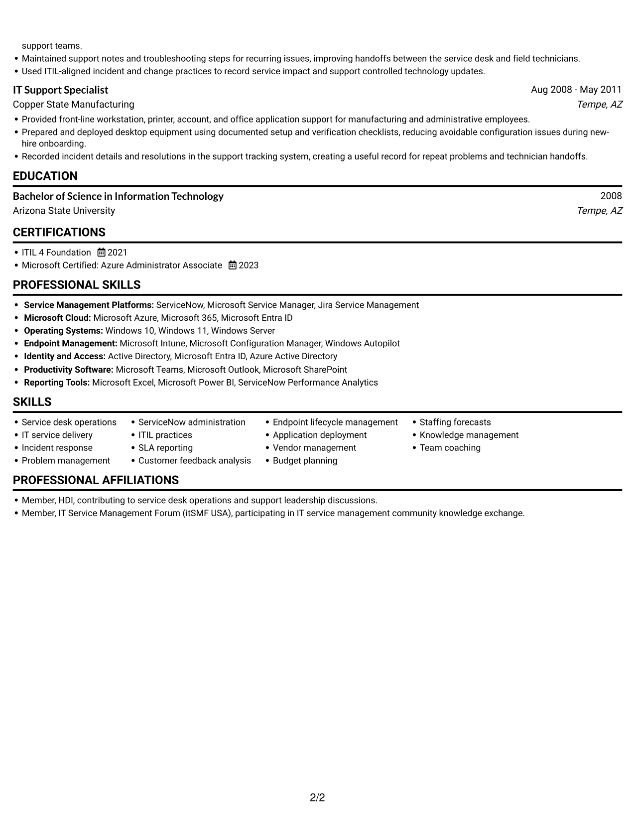 Resume example — page 2