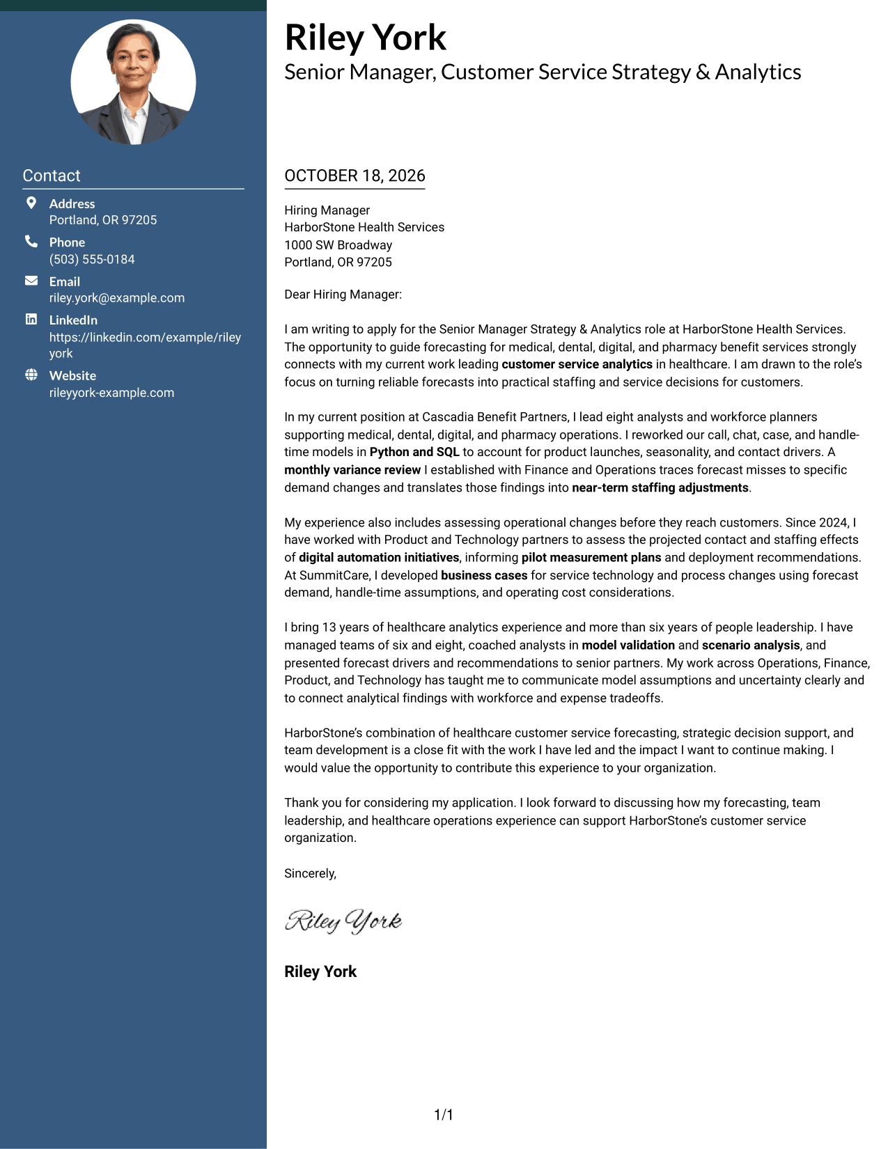 Cover letter example — page 1