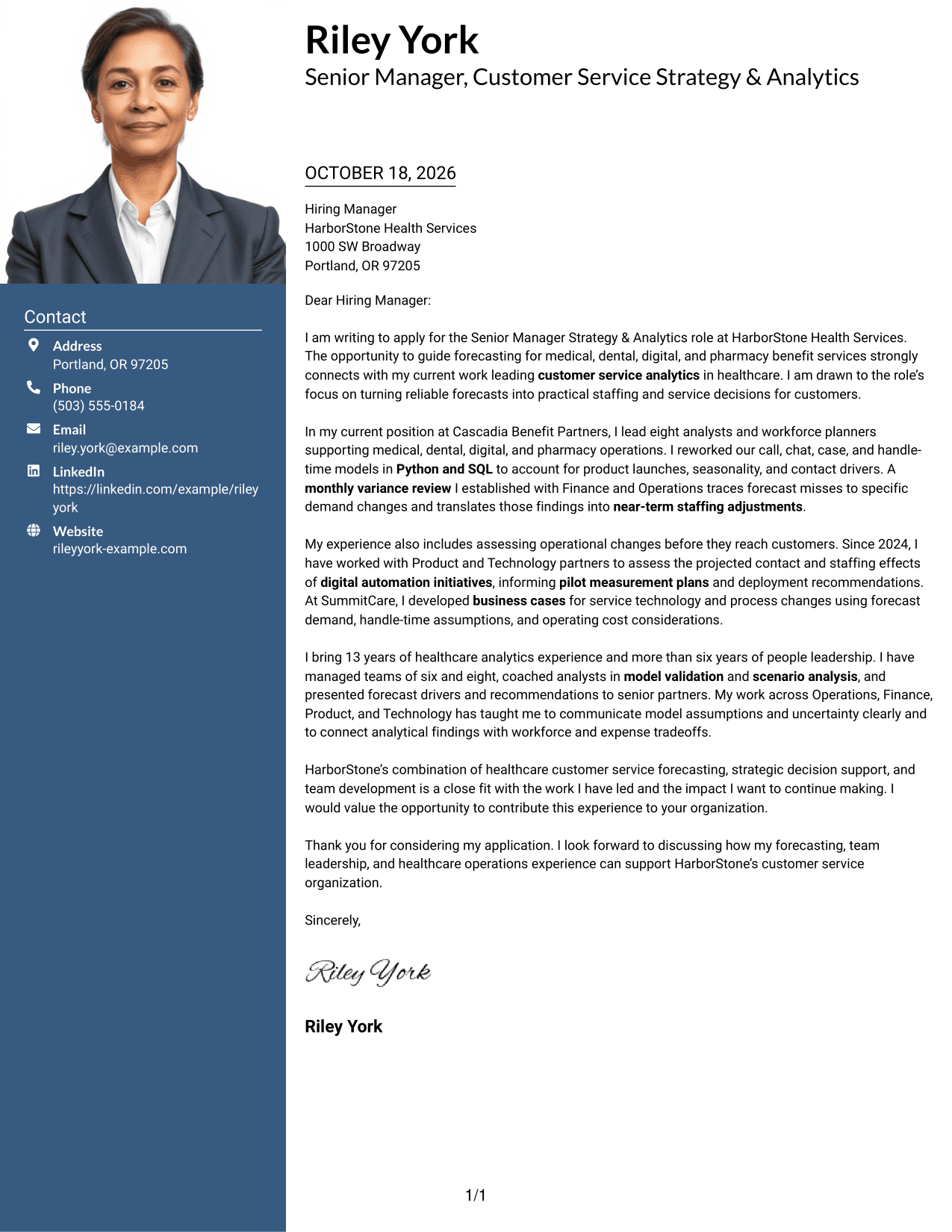 Cover letter example — page 1